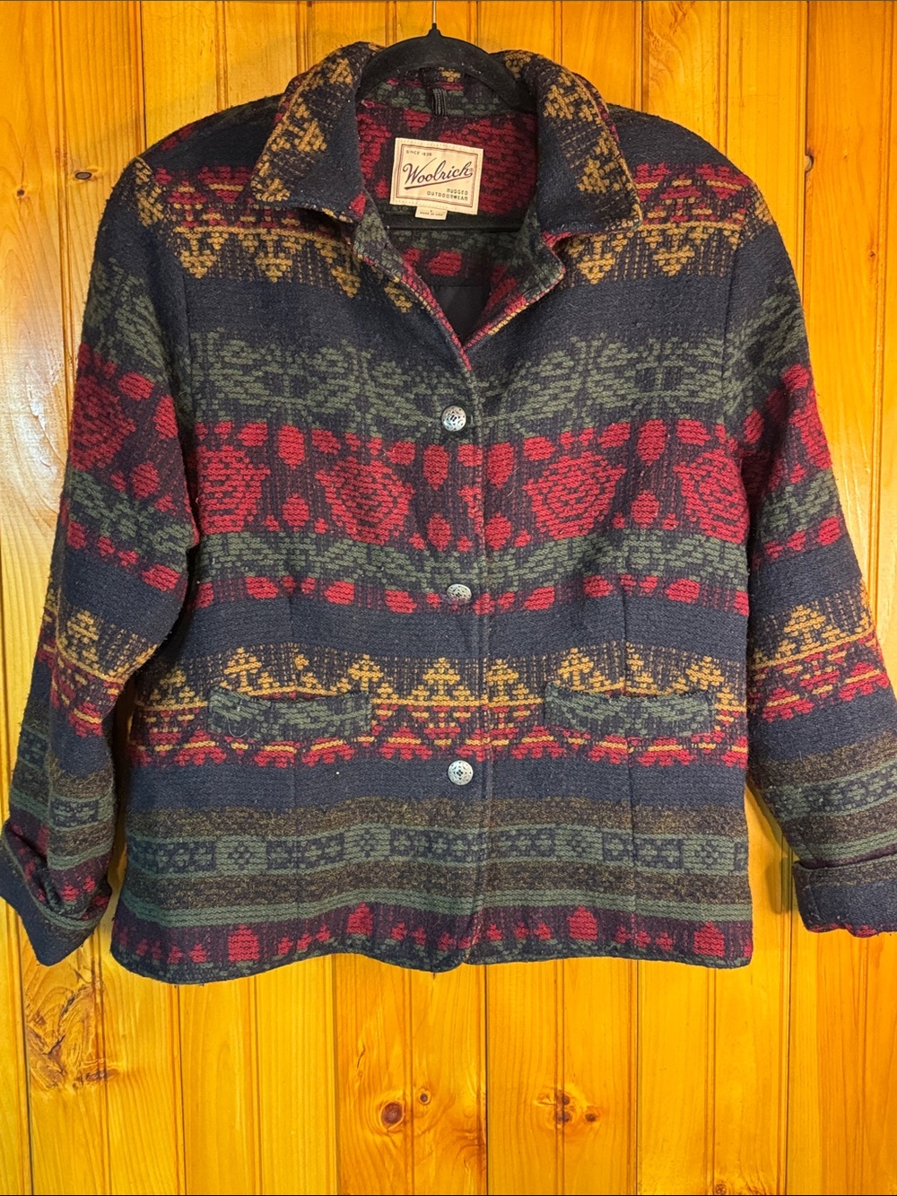 Woolrich Vintage Rugged Outdoorwear Southwestern Pattern Wool Jacket